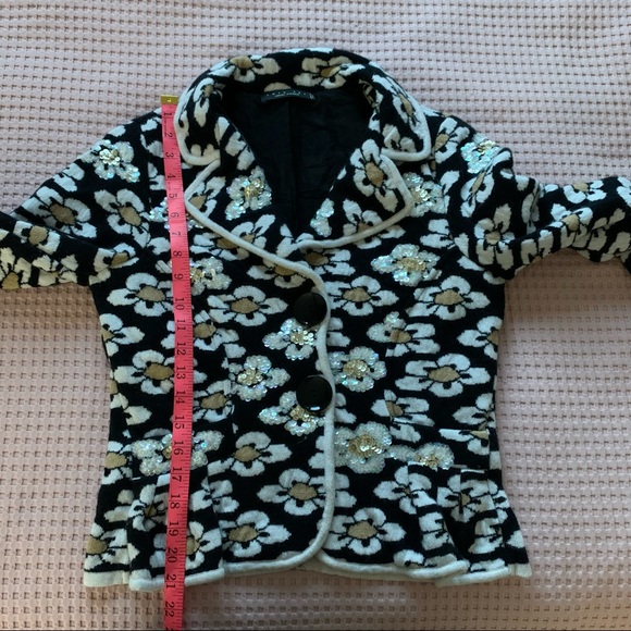 Twin Set Simona Barbieri Blazer Jacket Daisy Floral Cashmere Silk Wool Medium M - Picture 10 of 11